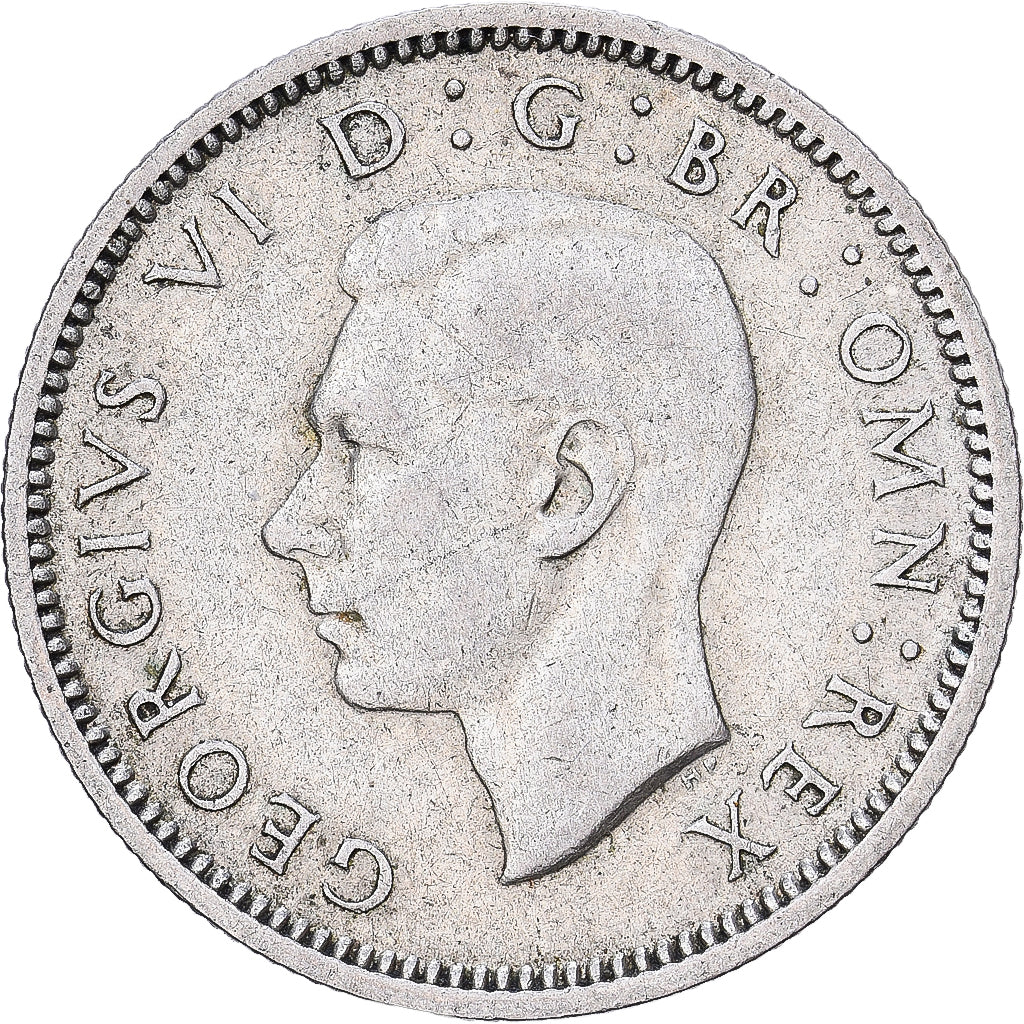 Groot Bretagne, George VI, 6 Pence, 1946, Zilver, ZF, KM:852