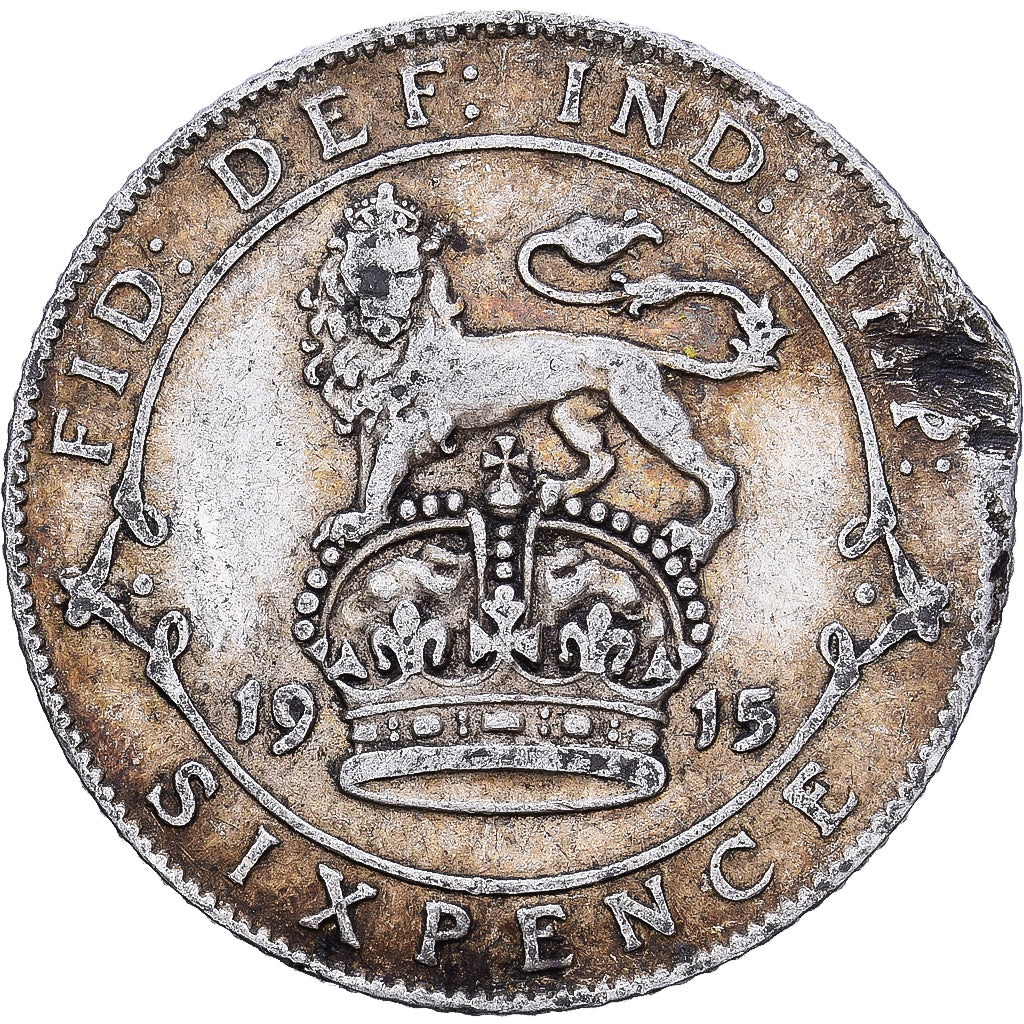 Great Britain, George V, 6 Pence, 1915, London, Silver, VF(20-25), KM:815