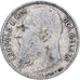 Bélgica, Leopold II, Franc, 1909, Brussels, Plata, BC+, KM:57.2