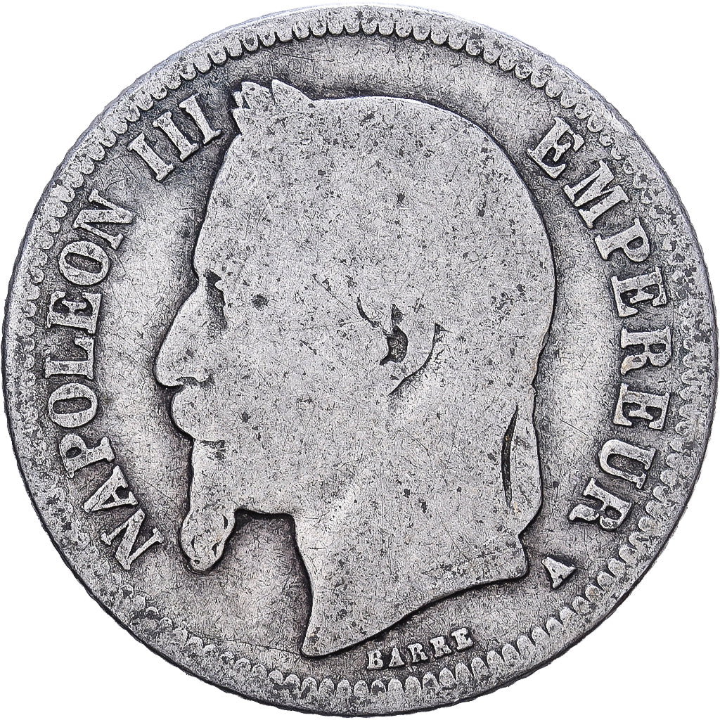 Francia, Napoleon III, Franc, Napoléon III, 1867, Paris, Argento, B+