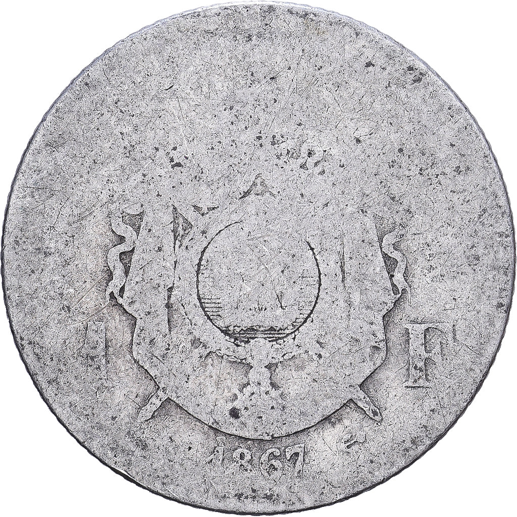 Francia, Napoleon III, Franc, Napoléon III, 1867, Paris, Argento, B+