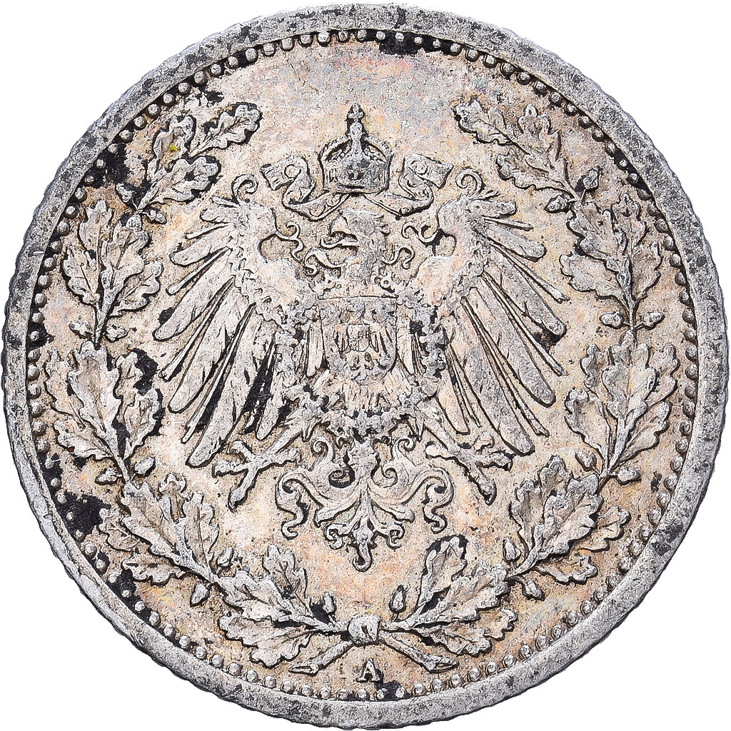 German Empire, 1/2 Mark, 1913, Berlin, Silver, AU(50-53), KM:17