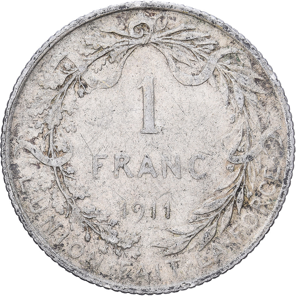 Bélgica, Franc, 1911, Brussels, Plata, BC+, KM:Pn176