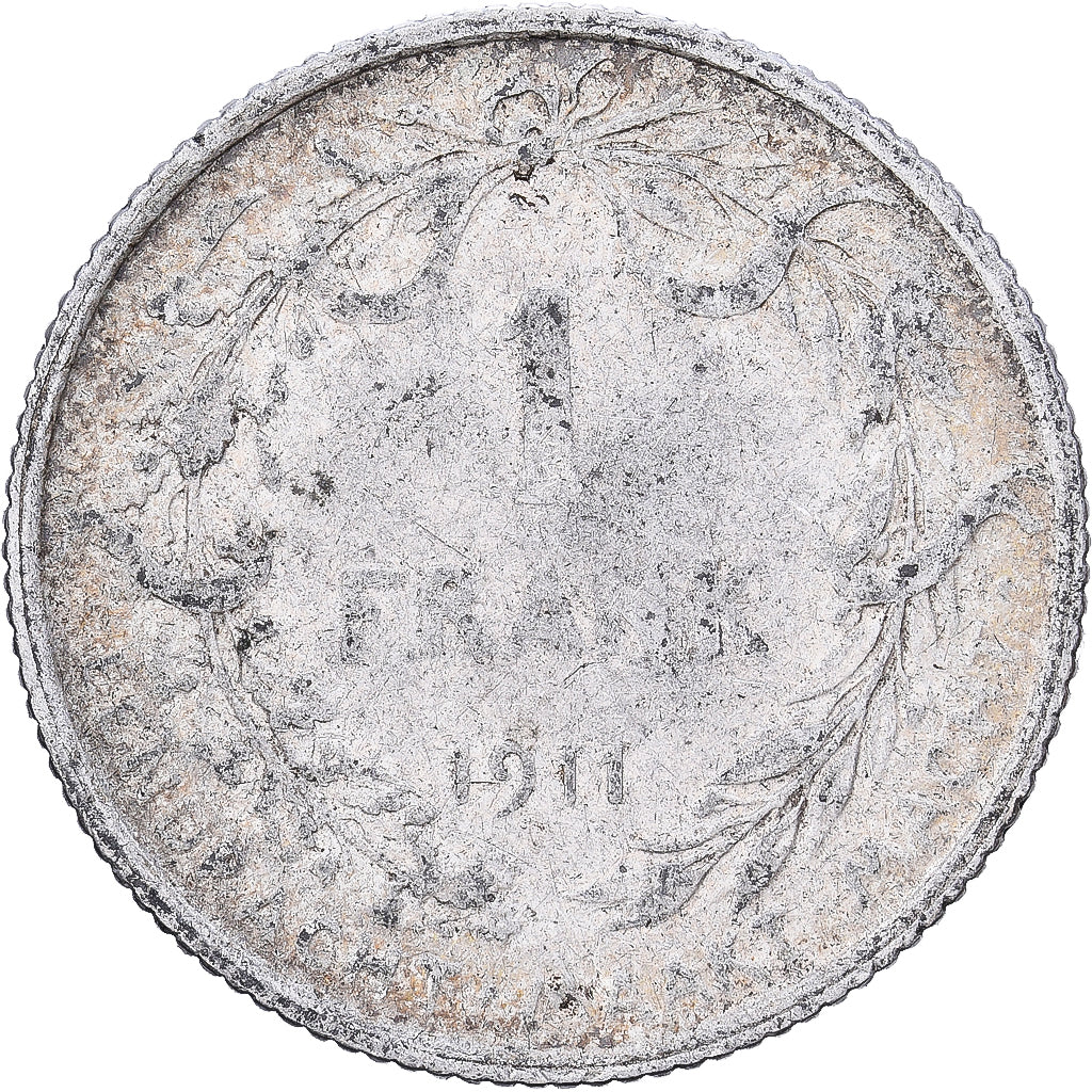 Bélgica, Franc, 1911, Plata, BC+, KM:73.1