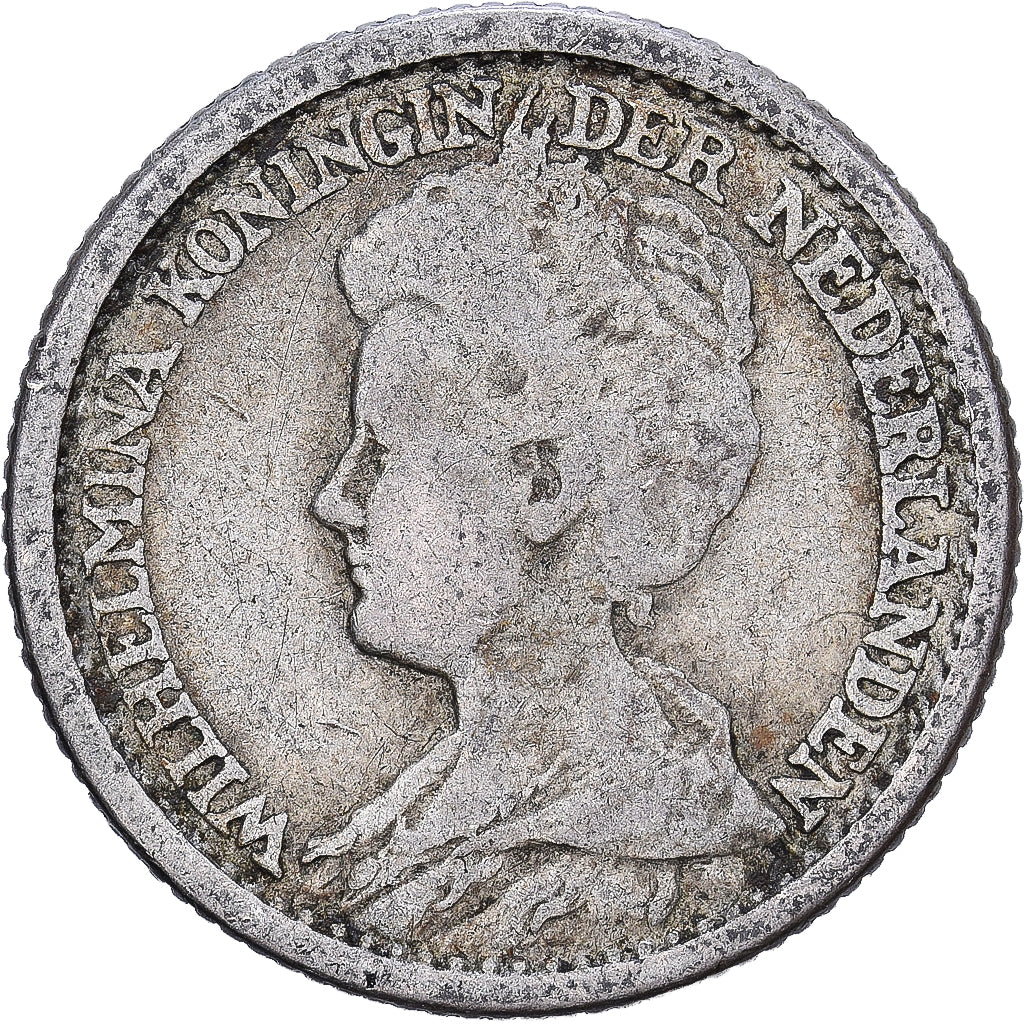 Paesi Bassi, Wilhelmina I, 25 Cents, 1911, Argento, MB, KM:146