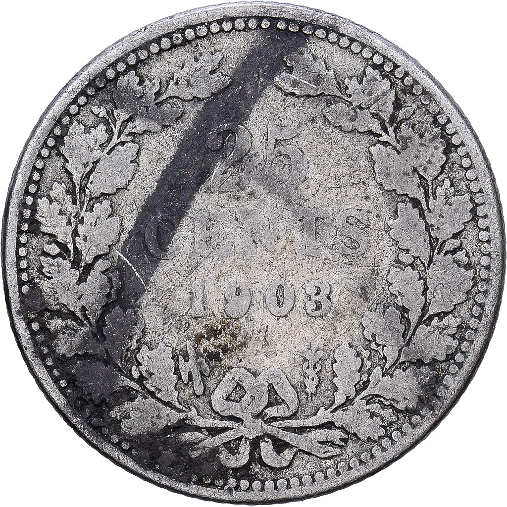 Netherlands, Wilhelmina I, 25 Cents, 1903, Utrecht, Silver, F(12-15), KM:120.2