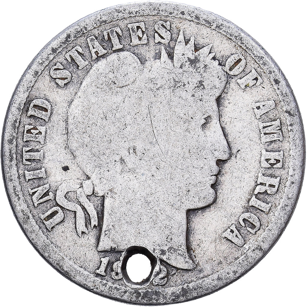 United States, Dime, Barber, 1892, San Francisco, Silver, F(12-15), KM:113