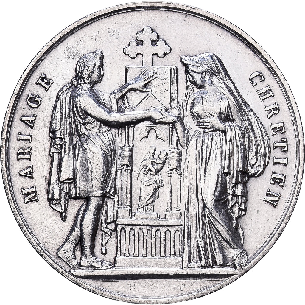 France, Médaille, 1884, Argent, TTB+, Mariage chrétien