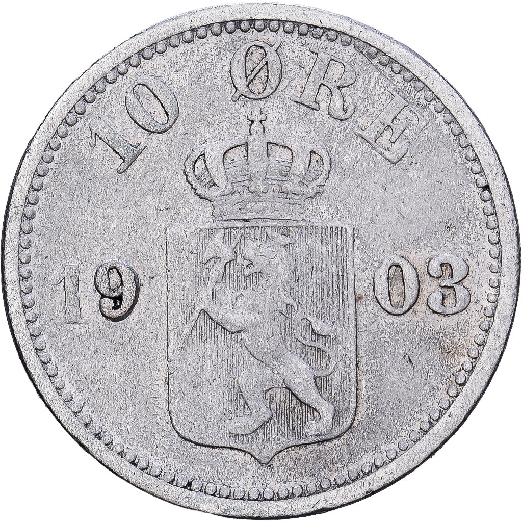 Noorwegen, 10 Öre, 1903, Zilver, FR+, KM:350
