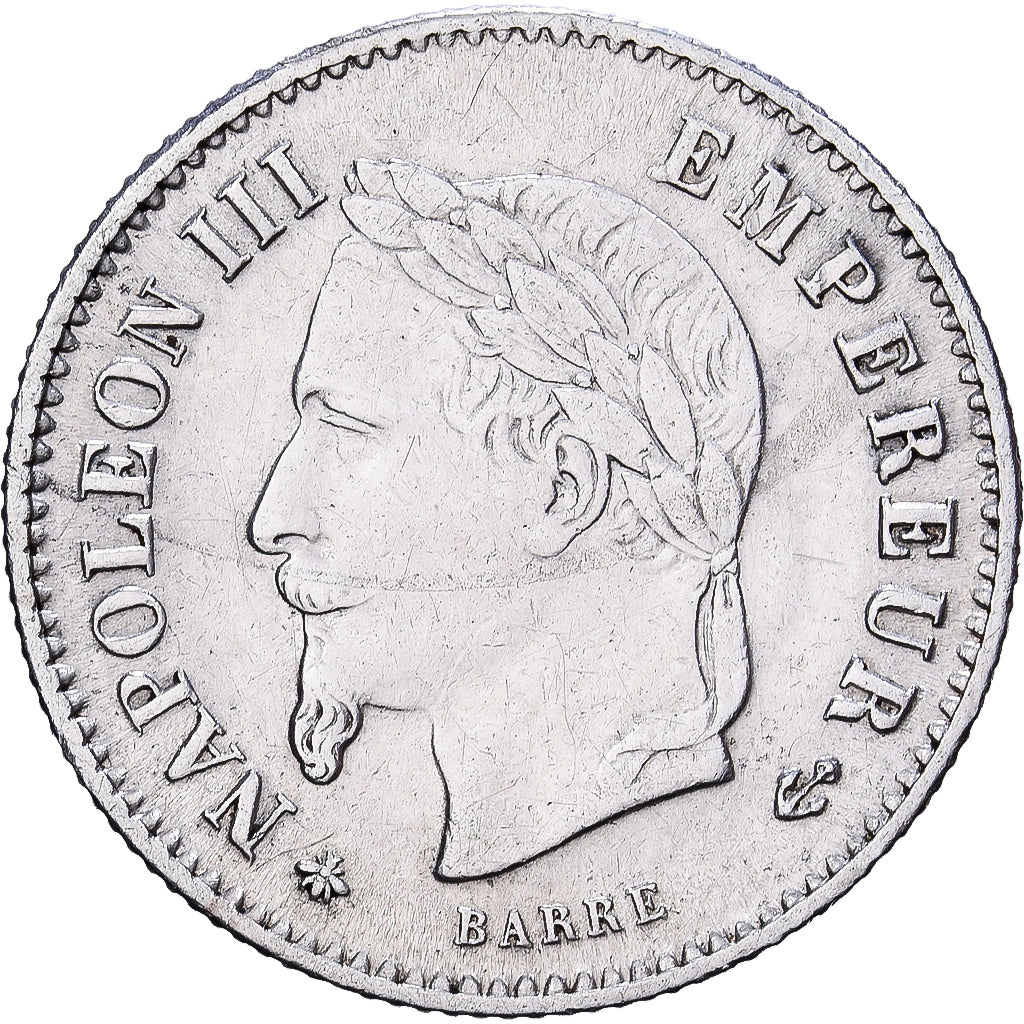 Francia, Napoleon III, 20 Centimes, Napoléon III, 1867, Paris, Argento, BB+