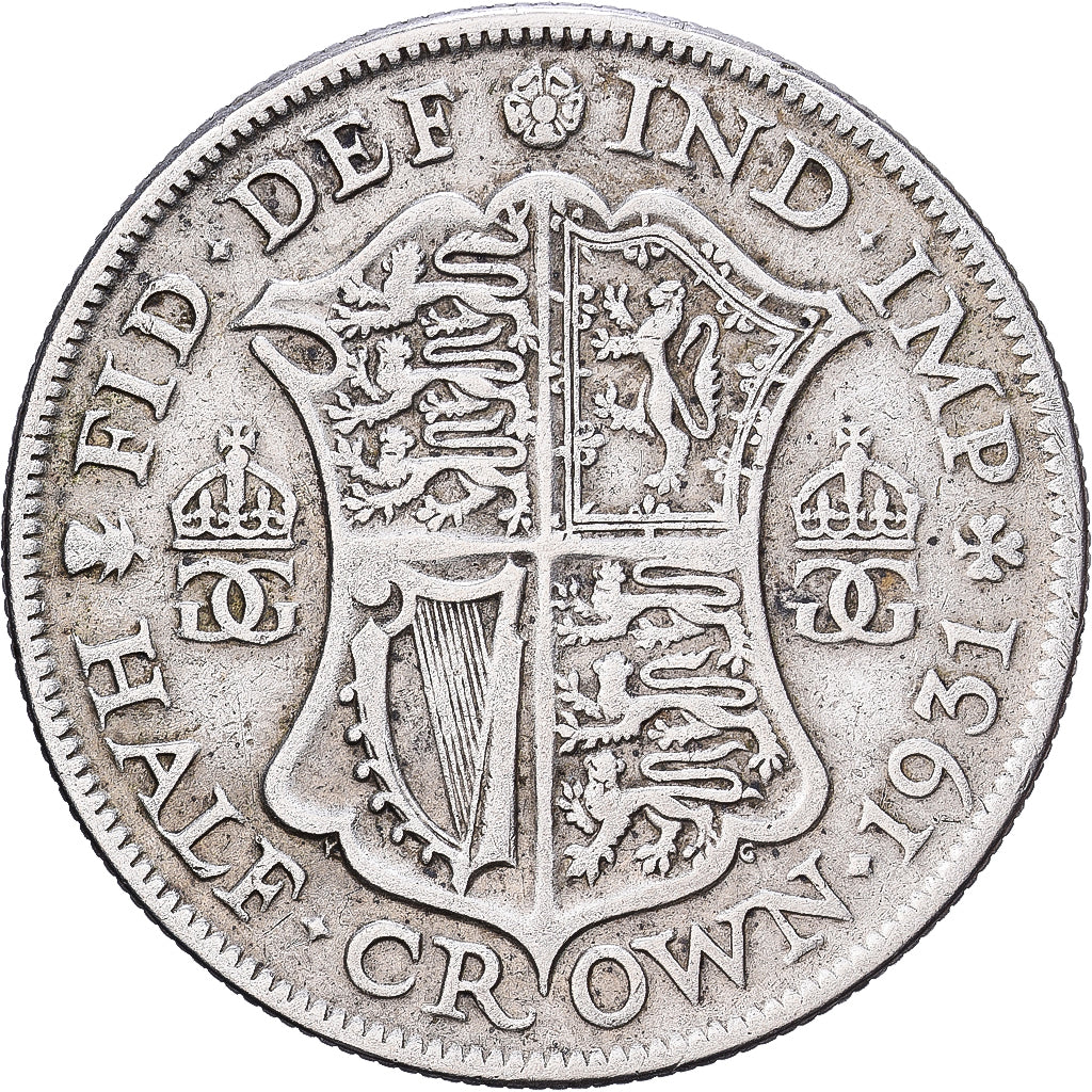 Great Britain, George V, 1/2 Crown, 1931, Silver, VF(30-35), Spink:4037, KM:835