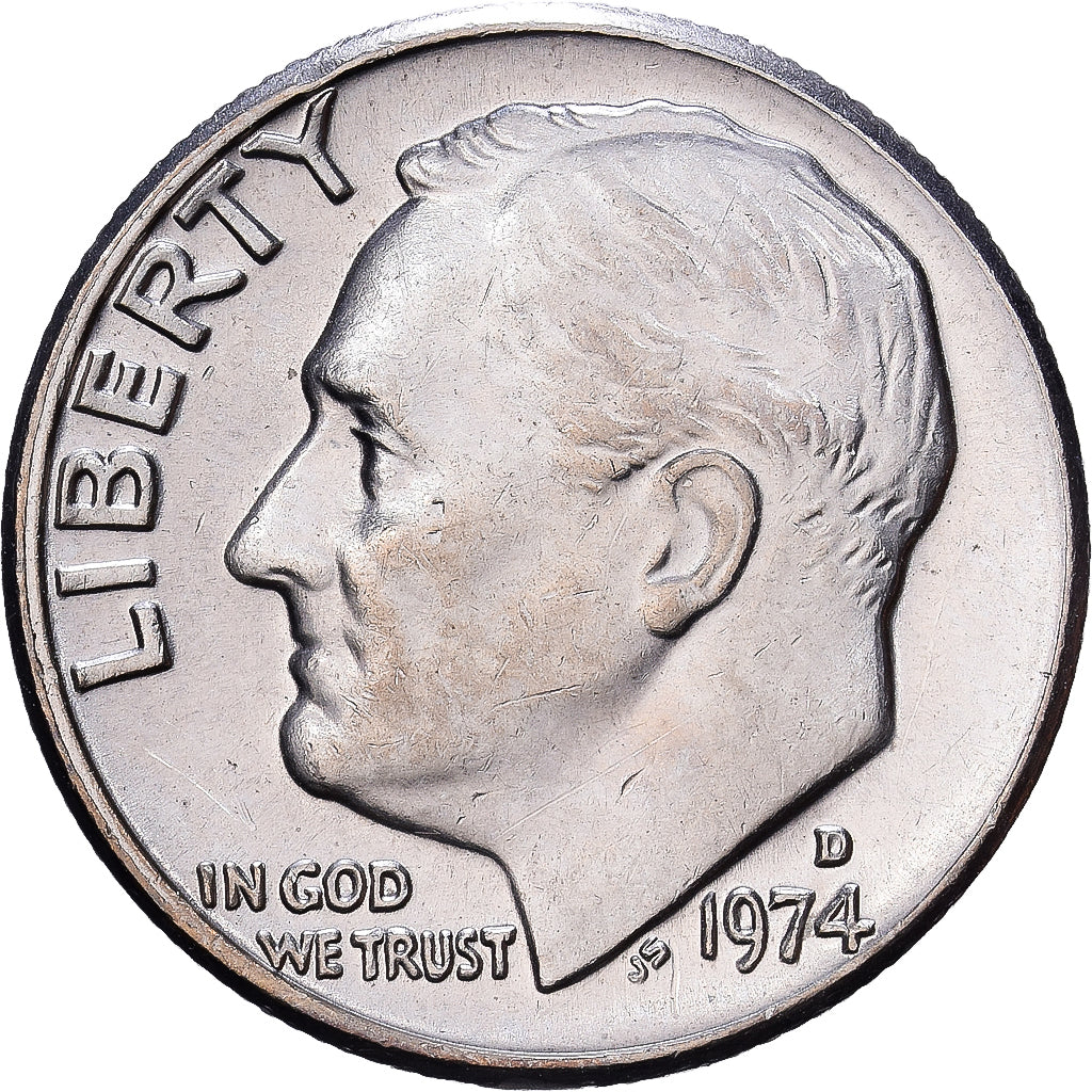 United States, Dime, Roosevelt Dime, 1974, Denver, Copper-Nickel Clad Copper