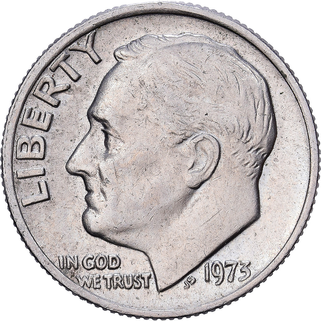 United States, Dime, Roosevelt Dime, 1973, Philadelphia, Copper-Nickel Clad