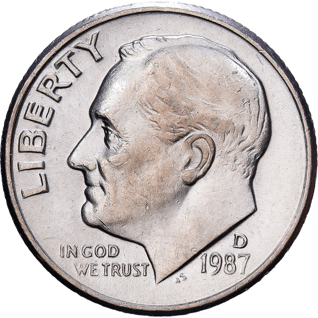 United States, Dime, Roosevelt Dime, 1987, Denver, Copper-Nickel Clad Copper