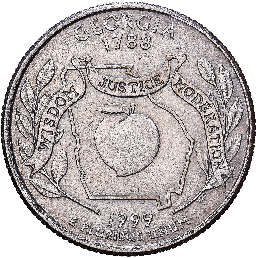 United States, Quarter, Georgia, 1999, Philadelphia, Copper-Nickel Clad Copper