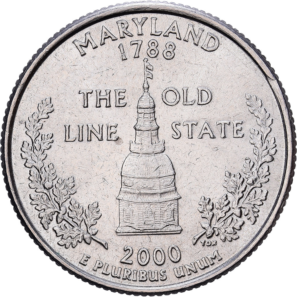 United States, Quarter, Maryland, 2000, Philadelphia, Copper-Nickel Clad Copper