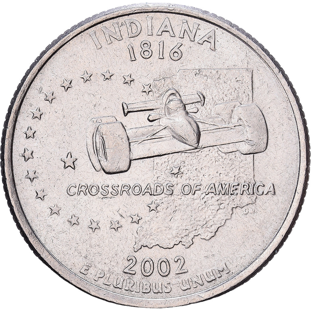 États-Unis, Quarter, Indiana, 2002, Philadelphie, Cupronickel plaqué cuivre