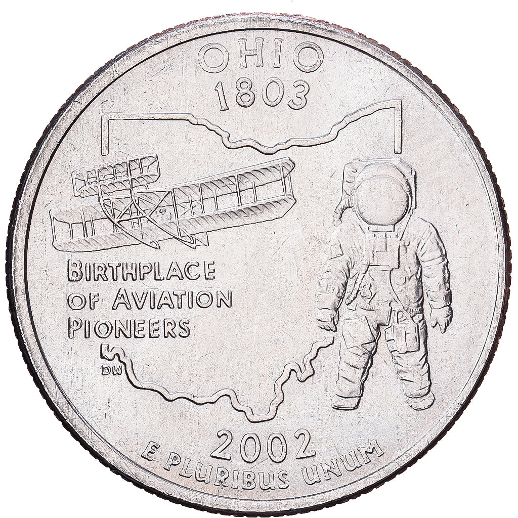 United States, Quarter, Quarter Dollar, 2002, Denver, Ohio 1803, Copper-Nickel