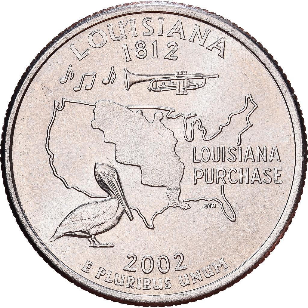 Stati Uniti, Quarter, Louisiana, 2002, Denver, Rame ricoperto in rame-nichel
