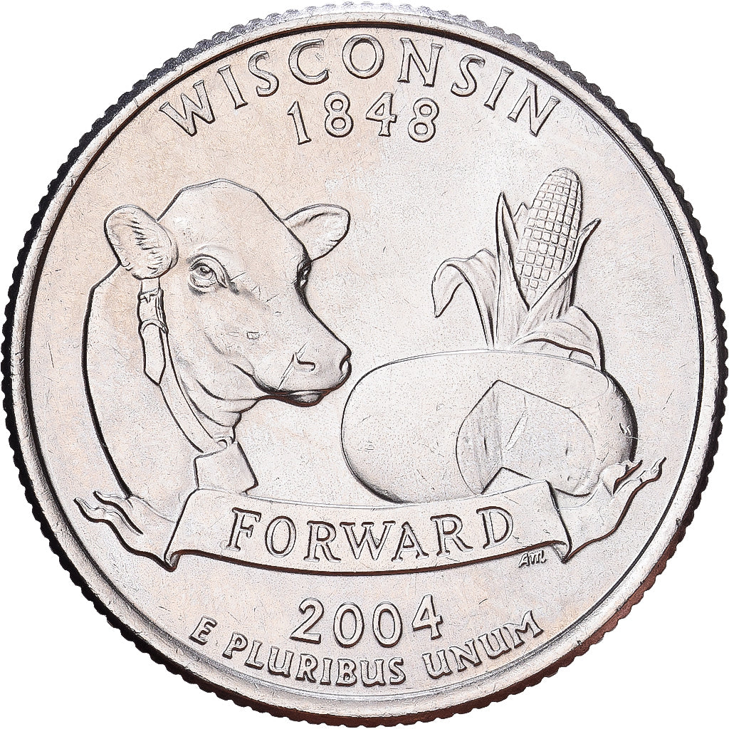USA, Quarter, Quarter Dollar, 2004, Denver, Wisconsin 1848, Miedź-Nikiel