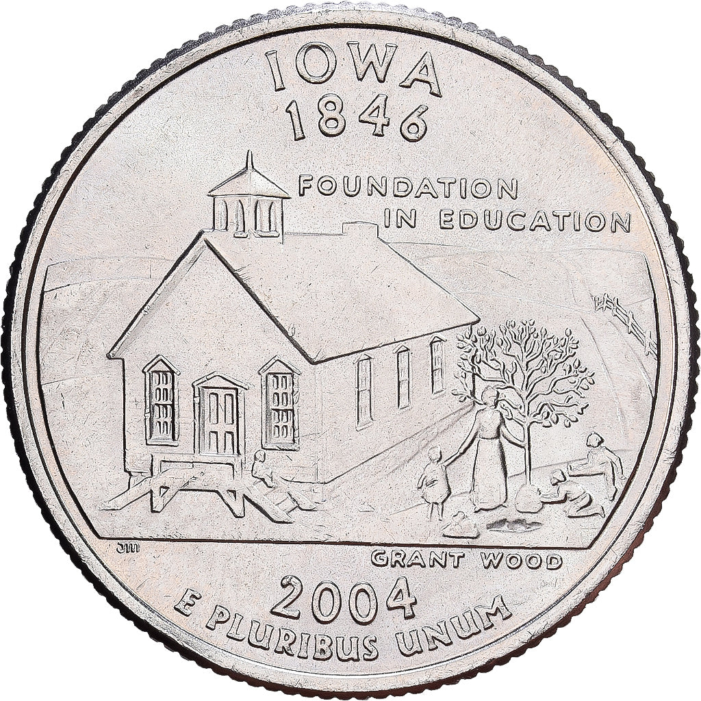 États-Unis, Quarter, Iowa, 2004, U.S. Mint, Cupronickel plaqué cuivre, SPL