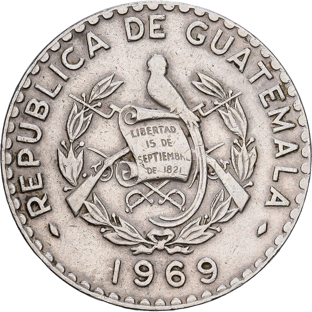 Guatemala, 25 Centavos, 1969, Rame-nichel, SPL, KM:269