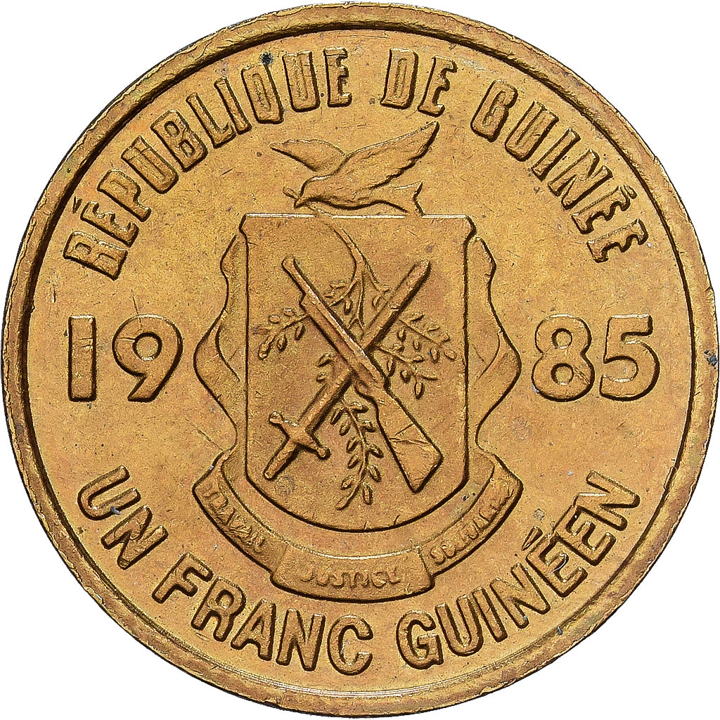 Guinée, Franc, 1985, Brass Clad Steel, SPL, KM:56