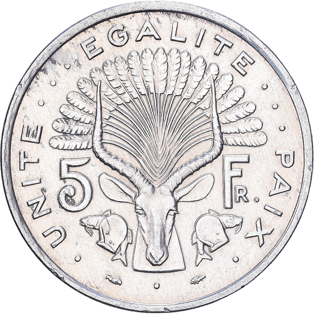 Djibouti, 5 Francs, 1986, Paris, Aluminum, EF(40-45), KM:22