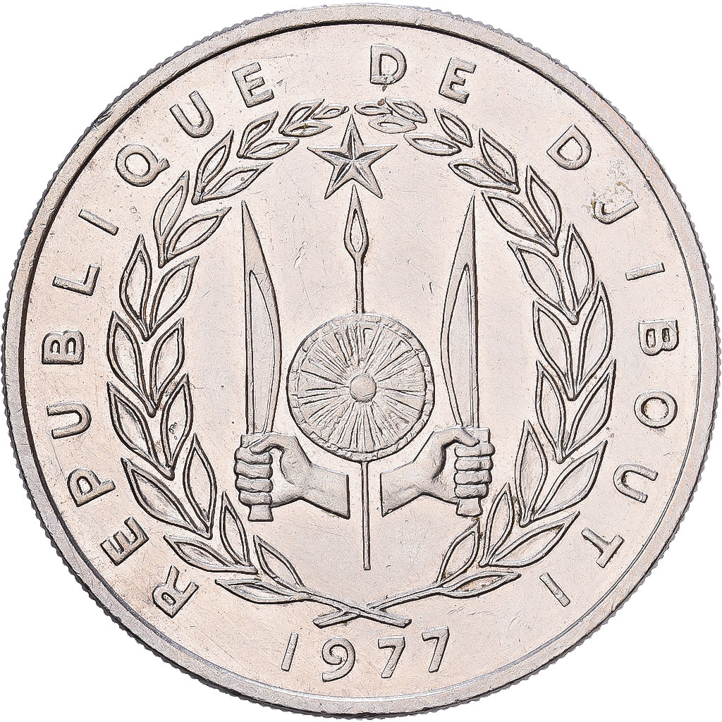 Djibouti, 100 Francs, 1977, Paris, Copper-nickel, AU(50-53), KM:26