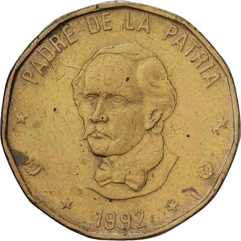 Dominican Republic, Peso, 1992, Messing, SS, KM:80.1