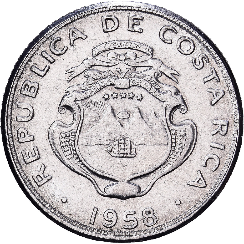 Costa Rica, 5 Centimos, 1958, Aço Inoxidável, MS(63), KM:184.1a