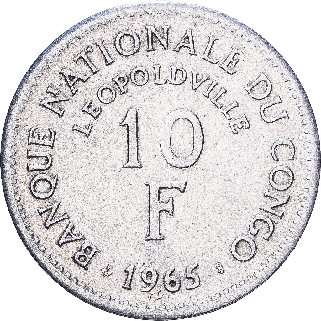 République du Congo, 10 Francs, 1965, Bruxelles, Aluminium, TTB, KM:1
