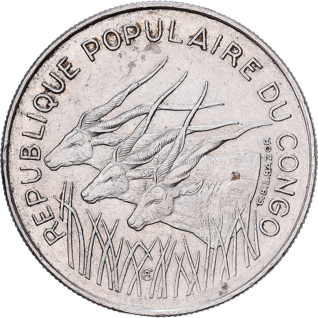 Repubblica Democratica del Congo, 100 Francs, 1971, Paris, Nichel, BB, KM:1