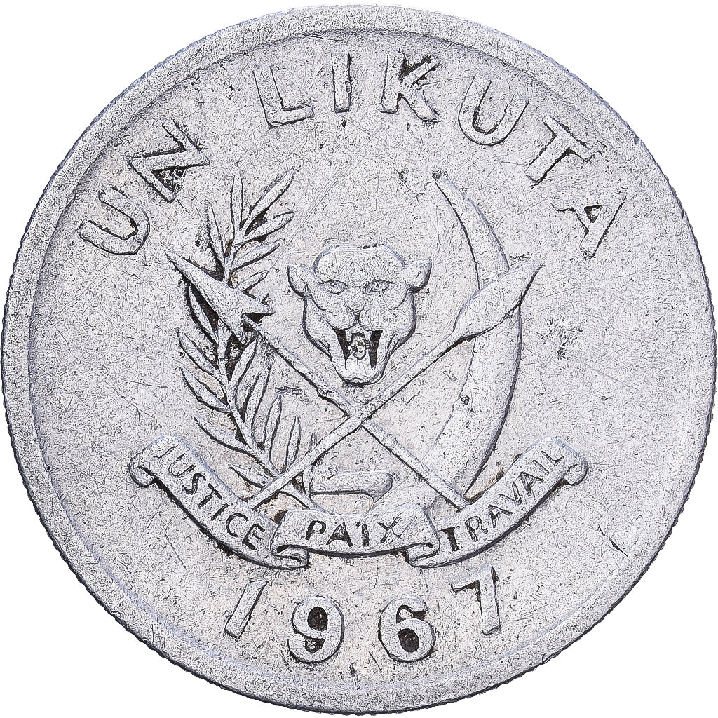 República Democrática do Congo, Likuta, 1967, Alumínio, VF(30-35), KM:8