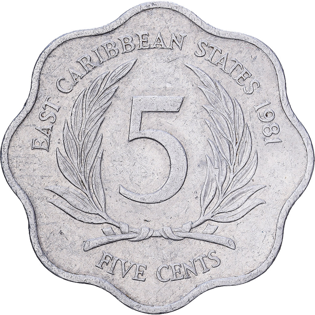 Państwa Wschodnich Karaibów, Elizabeth II, 5 Cents, 1981, Aluminium