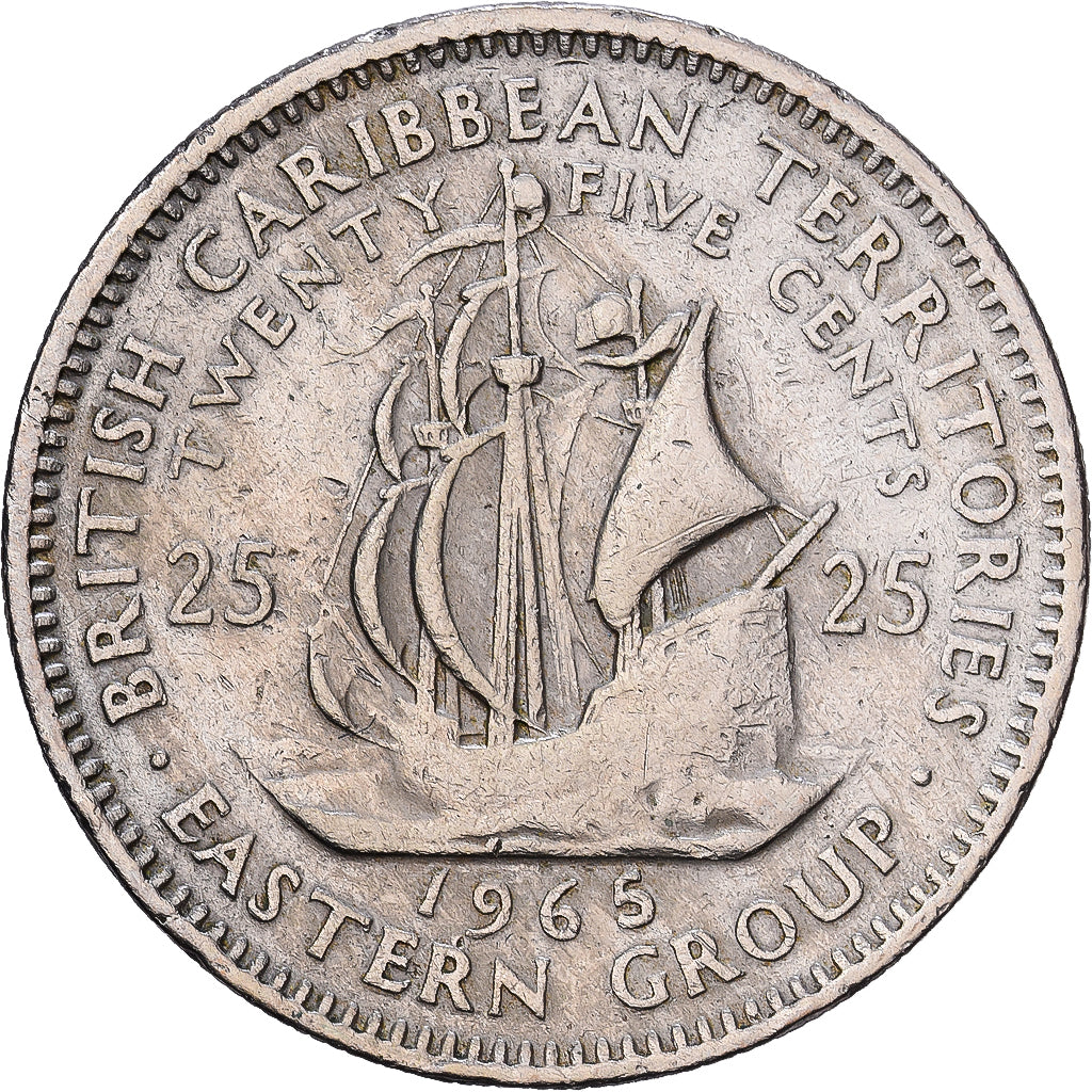 États des Caraïbes orientales, Élisabeth II, 25 Cents, 1965, Cupro-nickel