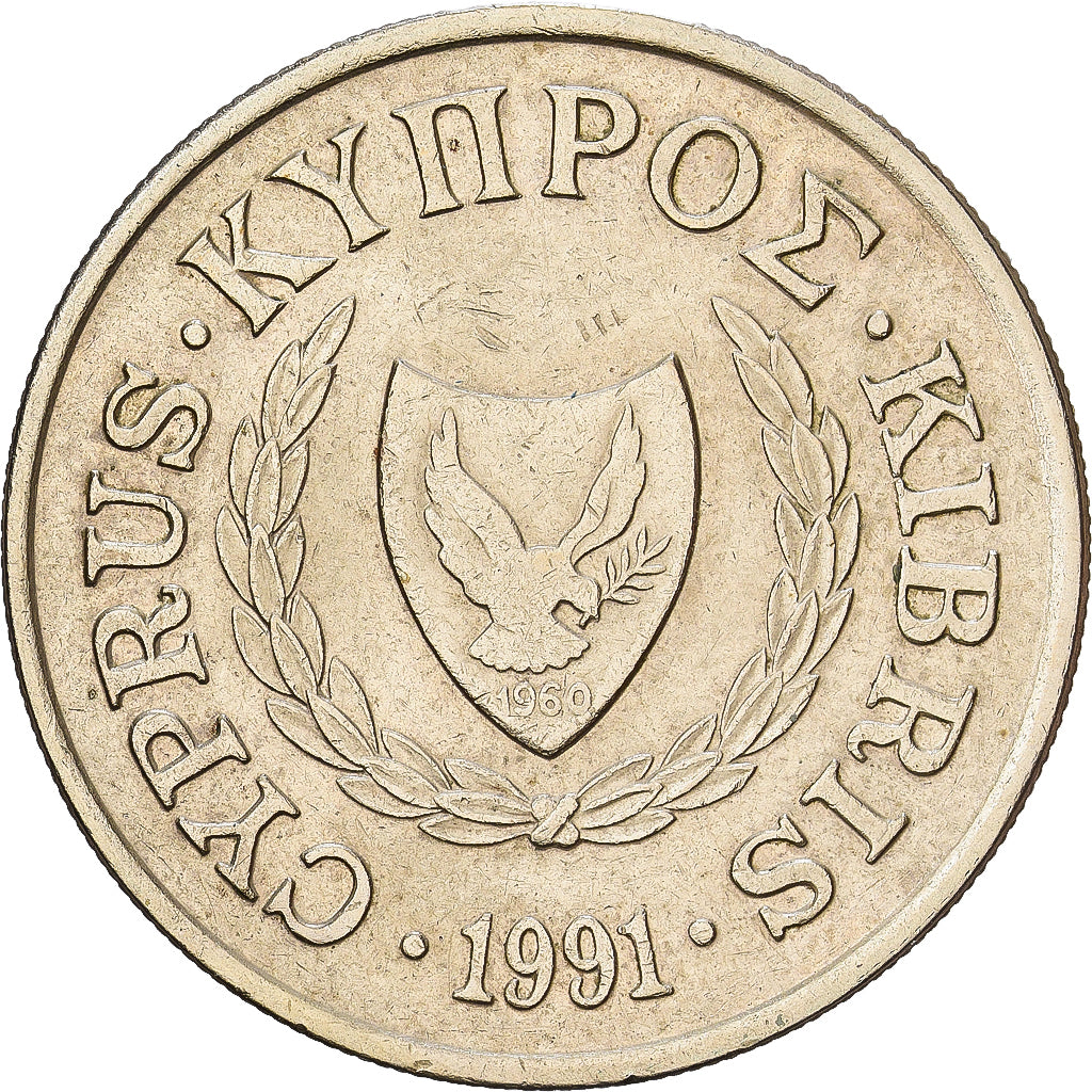 Cyprus, 10 Cents, 1991, Nickel-brass, EF(40-45), KM:56.3