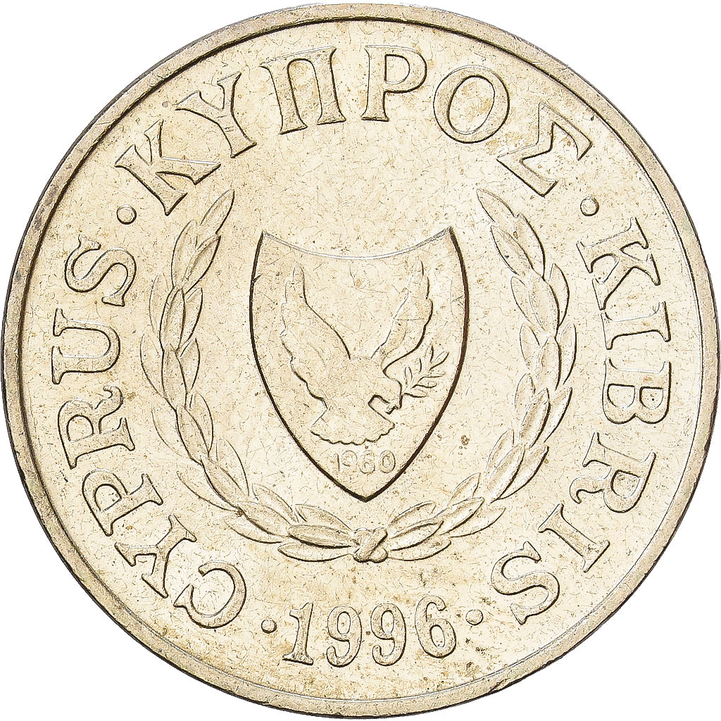 Chipre, 2 Cents, 1996, Níquel-Latão, AU(50-53), KM:54.3