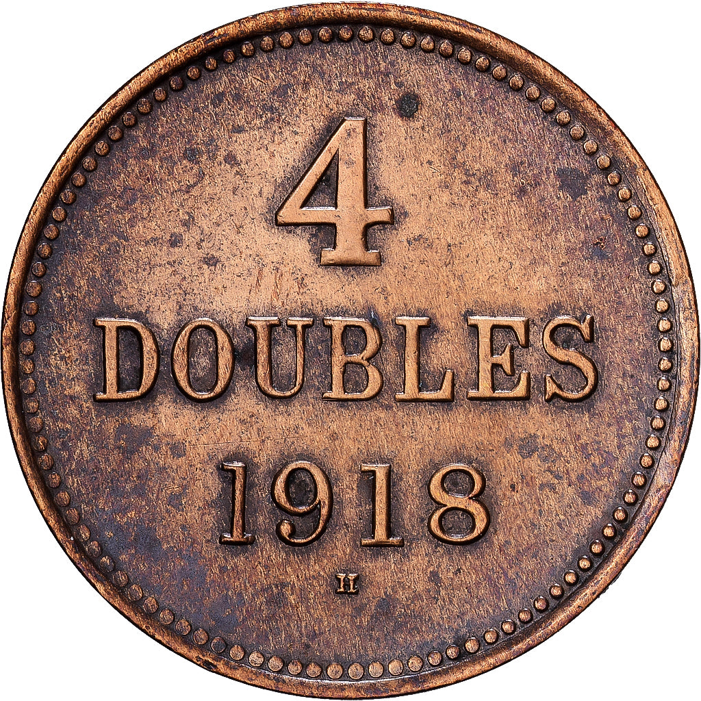 Guernsey, 4 Doubles, 1918, Bronce, MBC, KM:13