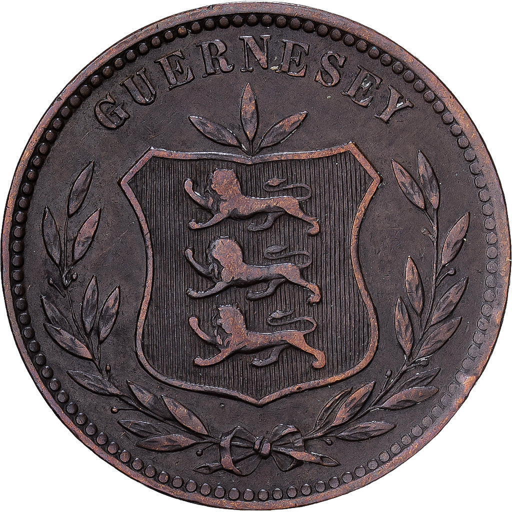 Guernsey, 8 Doubles, 1910, Heaton, Bronce, MBC, KM:7