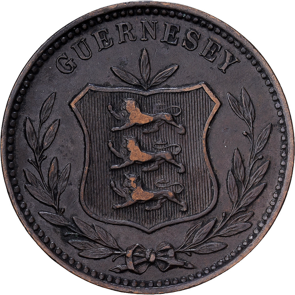 Guernsey, 8 Doubles, 1889, Heaton, Bronce, MBC, KM:7