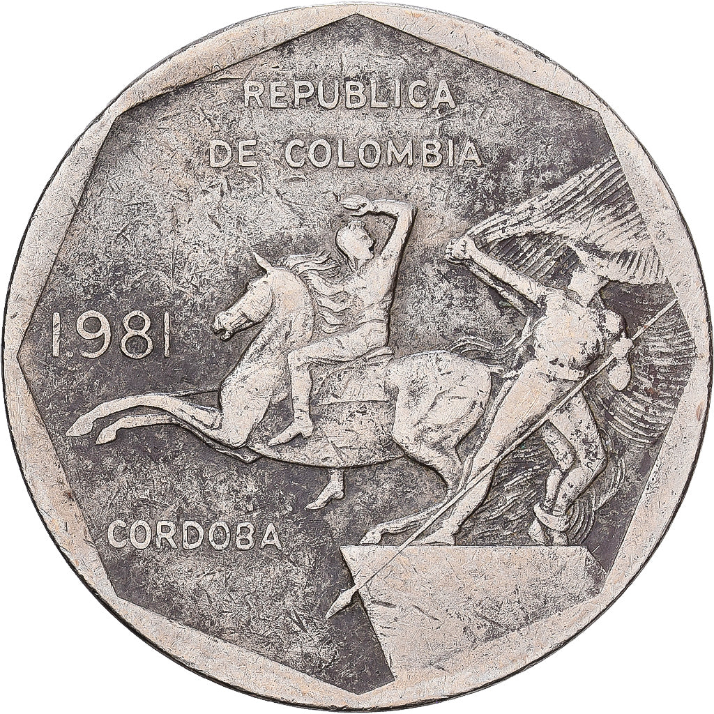 Colombia, 10 Pesos, 1981, Copper-Nickel-Zinc, VF(30-35), KM:270