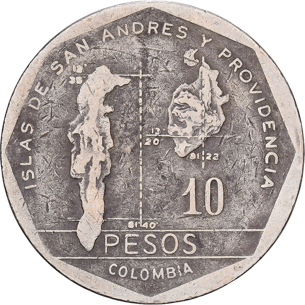 Colombia, 10 Pesos, 1981, Copper-Nickel-Zinc, VF(30-35), KM:270