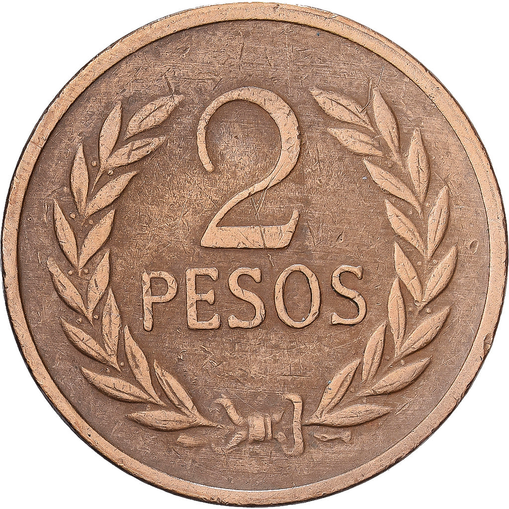 Kolumbien, 2 Pesos, 1977, Bronze, S+, KM:263