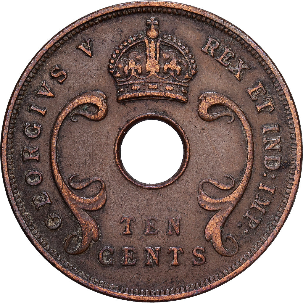 British East Africa, George V, 10 Cents, 1928, Bronze, EF(40-45), KM:19