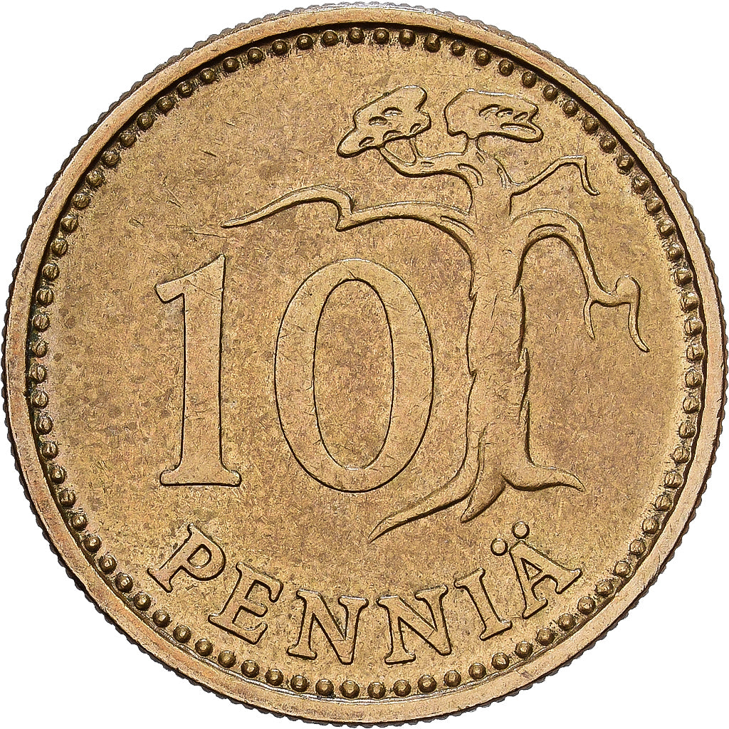 Finland, 10 Pennia, 1974, Aluminum-Bronze, EF(40-45), KM:46