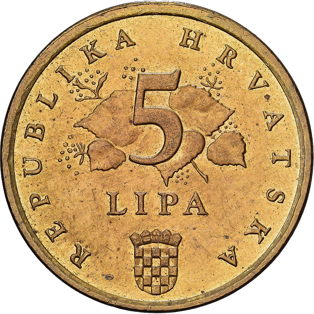 Croatia, 5 Lipa, 2001, Brass plated steel, AU(50-53), KM:5