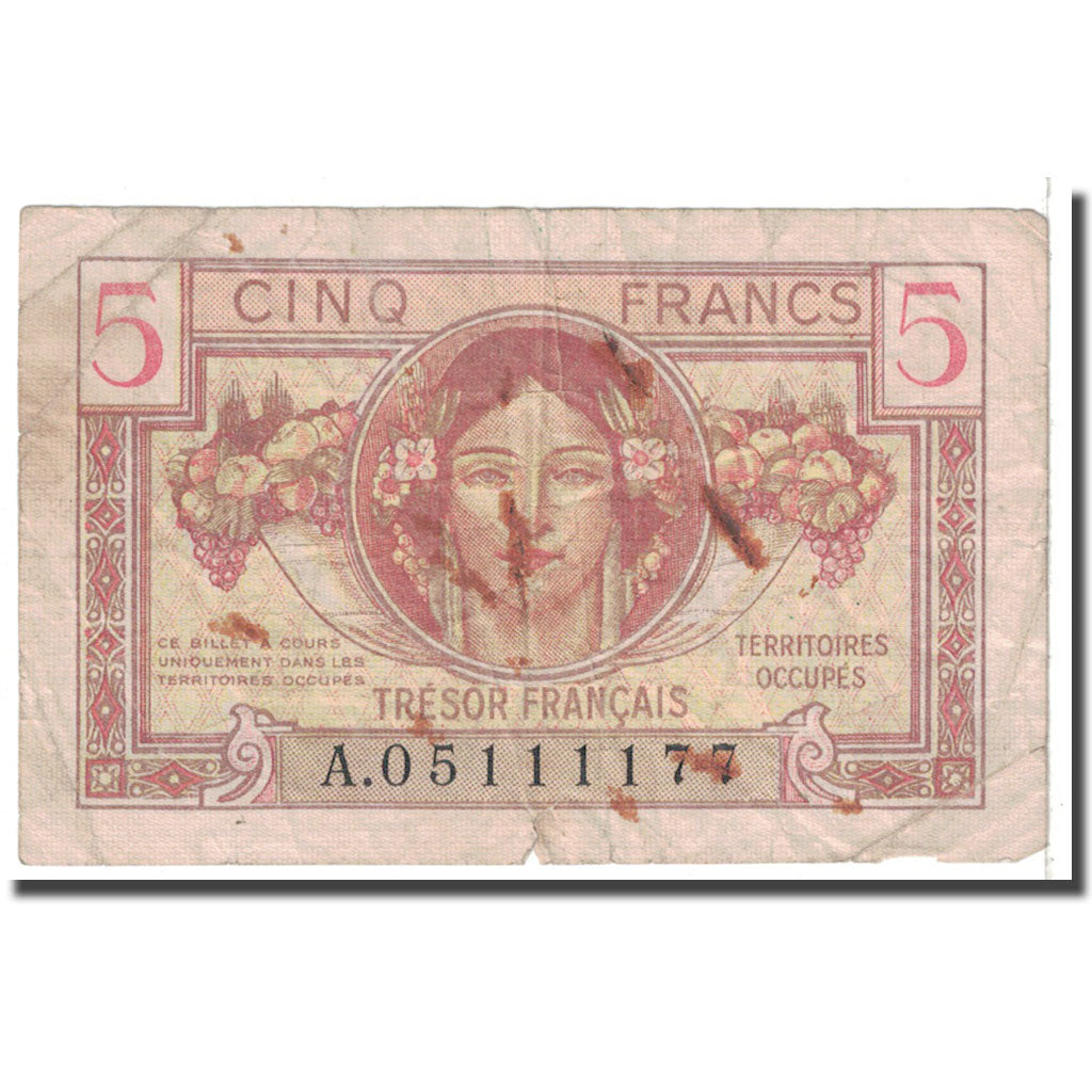 France, 5 Francs, 1947, VG(8-10), Fayette:VF29.1, KM:M6a