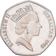 Gibilterra, Elizabeth II, 50 Pence, 1995, Rame-nichel, SPL-, KM:336