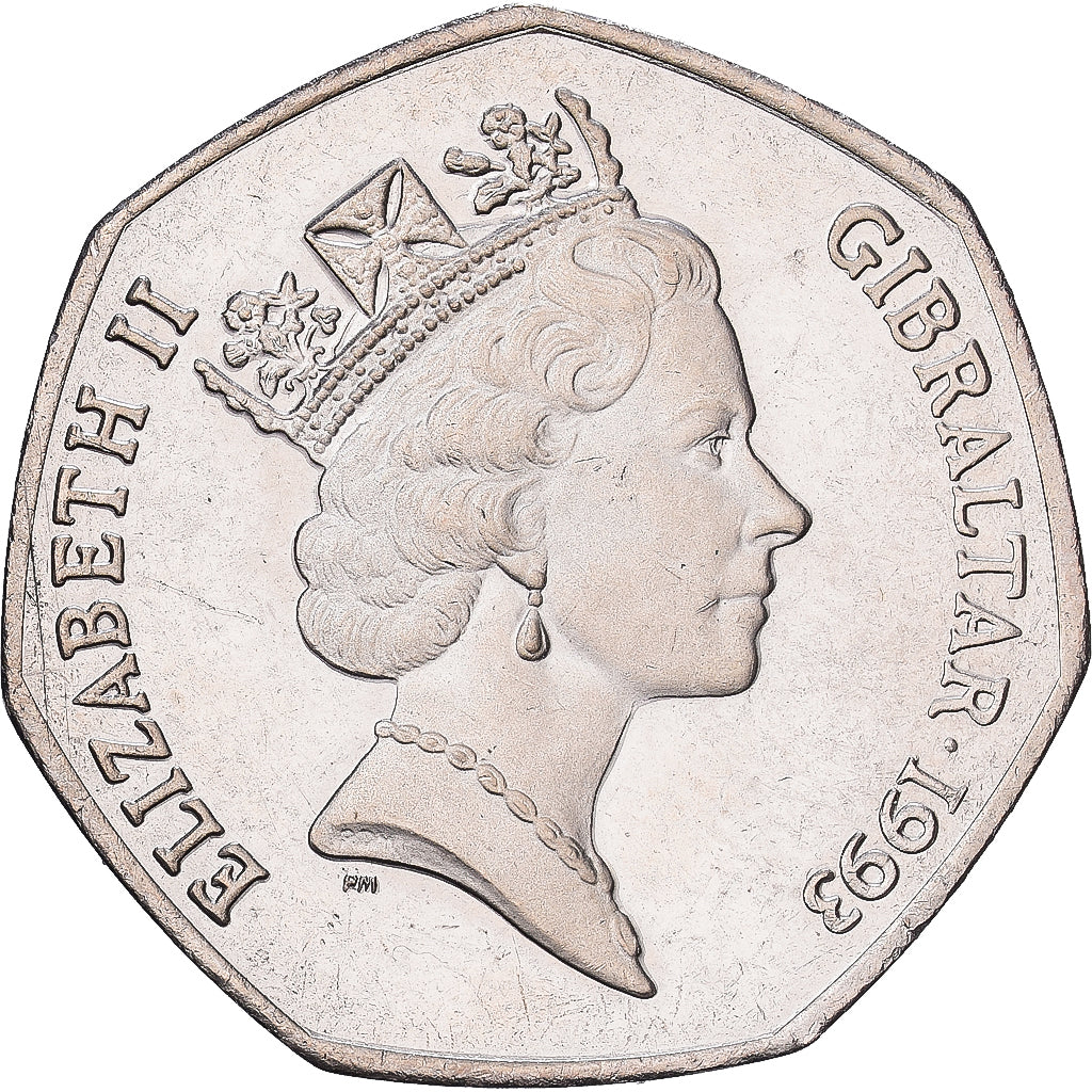 Gibraltar, Elizabeth II, 50 Pence, 1993, Cupro-nikkel, PR+, KM:190